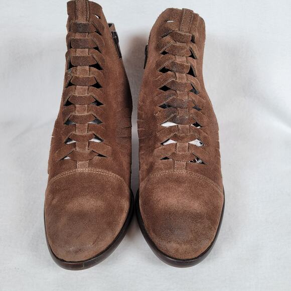 Free People Womens Suede Loveland Heeled Ankle Boot Size 40 Brown Western Pirate - Picture 2 of 9